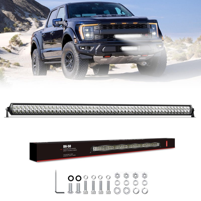 4WDKING LED Light Bar 50 inch IP68&IP69K Waterproof Dual Row Off Road Light Bar with DT Connector 300W Flood and Spot Combo Beam Work Light for Truck Cars ATV UTV Boat - Image 1
